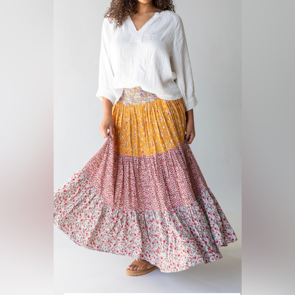 Hanna Convertible Maxi Skirt - Mixed Golden Floral